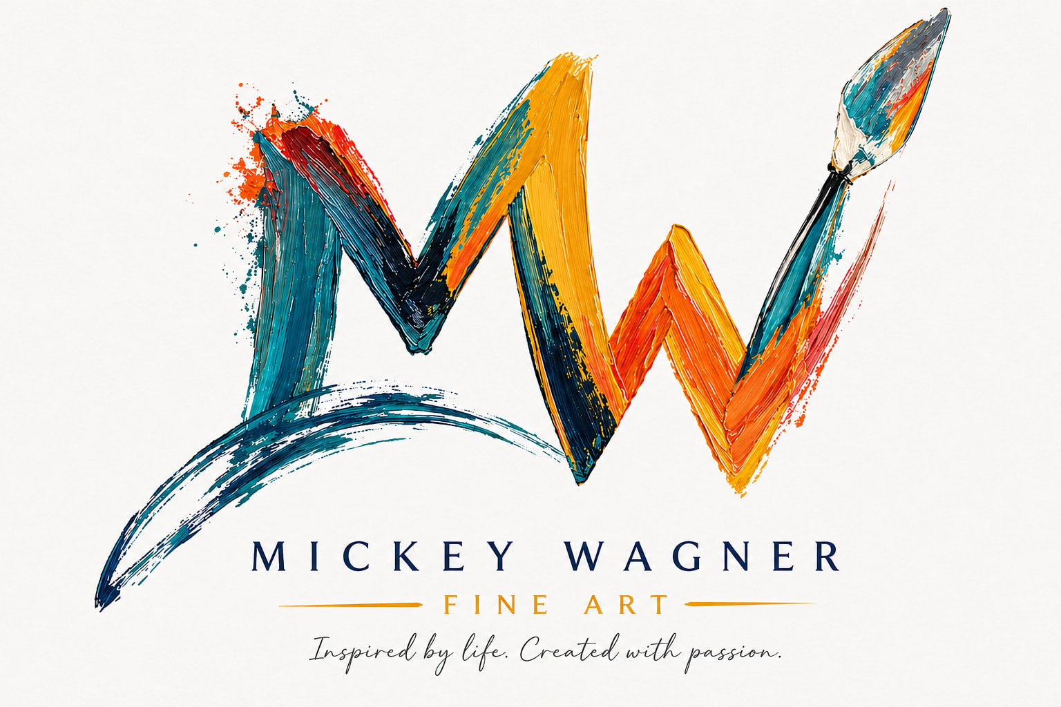 Colorful MW brushstroke logo for Mickey Wagner Fine Art